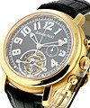Jules Audemars Tourbillon Chronograph Ltd Edition in Rose Gold on Black Leather Strap with Black Dial