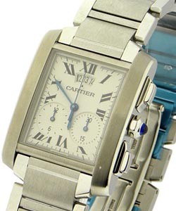 Tank Francaise Chronograph Steel on Bracelet with Ivory Dial