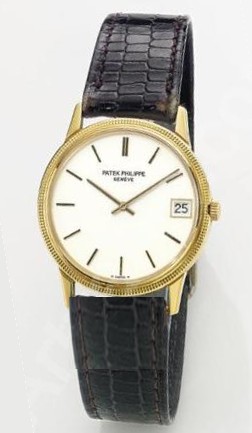 Calatrava  3602J Automatic in Yellow Gold on Black Crocodile Leather Strap with Silver Dial