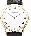 3992J Calatrava Yellow Gold Yellow Gold on Strap with White Dial
