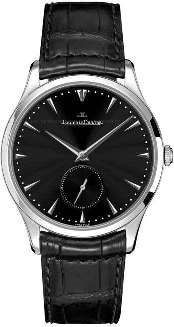 Master Grande Ultra Thin in Steel on Black Crocodile Leather Strap with Black Dial