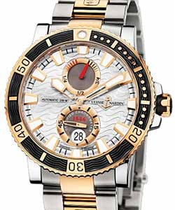 Maxi Marine Diver 45mm in 2-Tone on Titanium and Rose Gold on Bracelet with Silver Dial