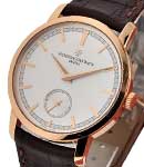 Patrimony Traditionnelle in Rose Gold on Brown Leather Strap with White Dial