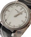 Patrimony Traditionnelle Quartz 30mm White Gold on Strap with Silver Dial