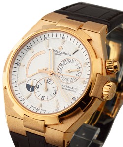 Overseas Dual Time Rose Gold on Strap with Silver Dial