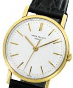Patek Philippe 3423J in Yellow Gold on Black Alligator Leather Strap with Silver Dial
