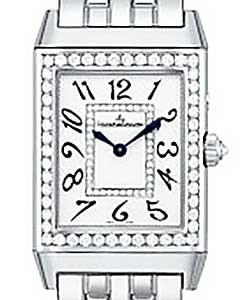 Reverso Duetto Duo with Diamonds White Gold on Bracelet with Silver/Black Dial