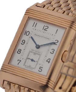 Reverso Grande Taille Night Day Rose Gold on Bracelet with Silver Dial and Black on Flip Side