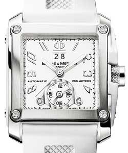 Hampton Square in Steel on White Rubber Strap with White Dial