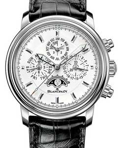 Leman Perpetual Calendar 40mm Automatic in Steel on Black Crocodile Leather Strap with White Dial