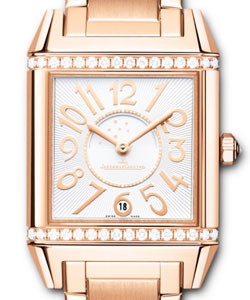 Reverso Squadra Lady Duetto Rose Gold on Bracelet with Silver Dial