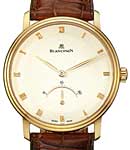 Villeret Ultra-Slim in Rose Gold On Brown Leather Strap with Silver Opaline Dial