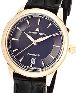 Les Classiques Ladies Round in Rose Gold Rose Gold on Strap with Black Dial