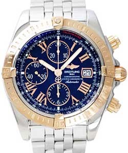 Chronomat Evolution in Steel and Rose Gold Bezel on Steel and Rose Gold Bracelet with Blue Dial
