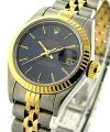 Ladys 2-Tone Datejust in Steel with Yellow Gold Fluted Bezel on Jubilee Bracelet with Blue Stick Dial