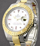 Yachtmaster 2-Tone in Steel with Yellow Gold Bezel on Steel and Yellow Gold Oyster Bracelet with Mother of Pearl Ruby Dial