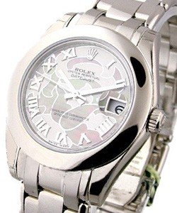 Masterpiece Mid Size 34mm in White Gold  on White Gold Oyster Bracelet with Gold Dust Dream Dial