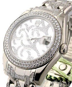 Masterpiece Mid Size in 2 Row Diamond Bezel on Arabesque Pearlmaster Bracelet with Arabesque Diamond Dial