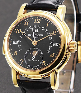 Minute Repeater Tourbillion Perpetual Calendar Retrograde in Rose Gold on Black Leather Strap with Black Dial