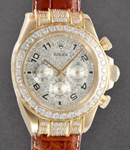 Daytona - Yellow Gold Custom Diamond Bezel on Red Strap with Custom Pave Diamond Dial and Lugs