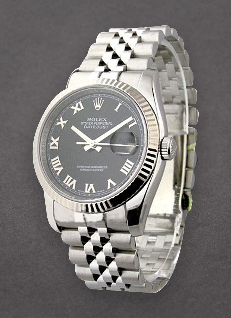 Rolex Unworn 36mm Datejust in Steel with White Gold Fluted Bezel