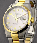 Datejust 36mm 2-Tone Men's on Oyster Bracelet with Rhodium Arabic Dial