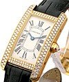Lady''''''''''''''''s Size - Tank Americaine with 2 Row Diamond Bezel Factory 2-Row Diamond Case - 4 Bar