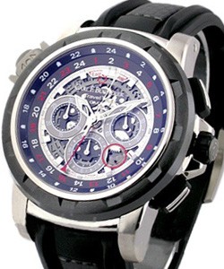 Patravi Traveltec FourX 47mm Automatic in Palladium with Ceramic Bezel on Black Rubber Strap with Skeleton Dial