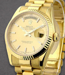 President Day Date 36mm in Yellow Gold with Fluted Bezel on President Bracelet with Champagne Lume Index Dial