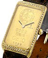 Swiss Ingot - with Diamond Case - 10 Grams Yellow Gold on Strap with Gold Dial