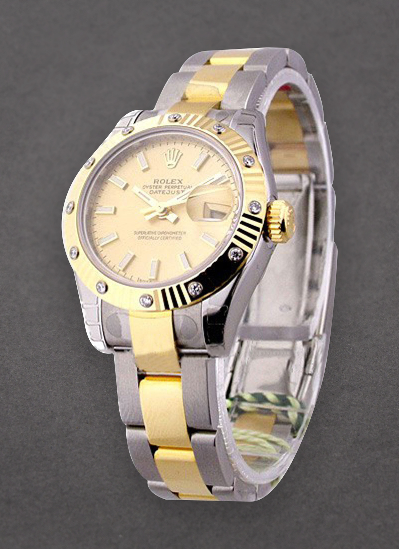 Rolex Unworn Datejust in Steel with Yellow Gold Fluted Diamond Bezel