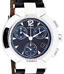 La Scala 48mm in Steel on Black  Alligator Leather trap with Charcol Dial - Blue Sub Dial