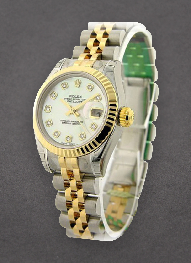 Rolex Unworn Ladies 26mm Datejust in Steel with Yellow Gold Fluted Bezel