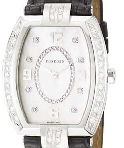 La Scala Tonneau in Steel on Black Alligator Leather Strap with MOP Diamond Dial