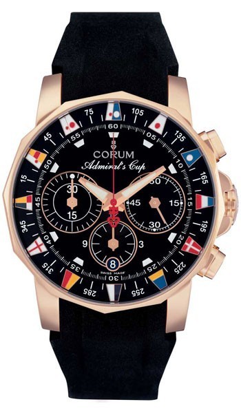 Admirals Cup Regatta in Rose Gold on Black Rubber Strap with Black Dial