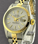 Lady's 2-Tone Datejust with Fluted Bezel on Jubilee Bracelet with Silver Tapestry Dial