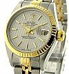 Lady's 2-Tone Datejust with Fluted Bezel on Jubilee Bracelet with Silver Tapestry Dial