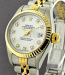 Datejust in Steel and Yellow Gold with Fluted Bezel on Steel and Yellow Gold Jubilee Bracelet with White Diamond Dial