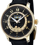 Masterpiece Moon Phase in Rose Gold  on Black Crocodile Leather Strap with Black Dial