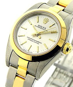 2-Tone Oyster Perpetual No Date Lady's on Steel and Yellow Gold Oyster Bracelet with Silver Stick Dial