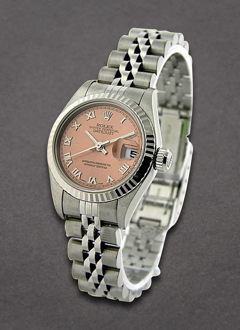 Pre-Owned Rolex Lady's 26mm Datejust in Steel with White Gold Fluted Bezel