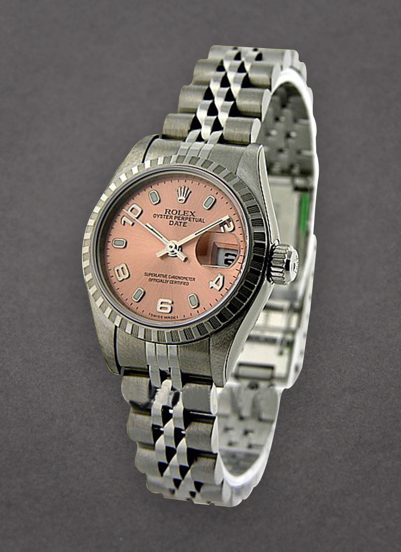 Pre-Owned Rolex Lady's Date - 26mm - Engine Turned  Bezel