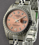 Lady's Date - 26mm - Engine Turned  Bezel on Jubilee Bracelet with Salmon Arabic Dial