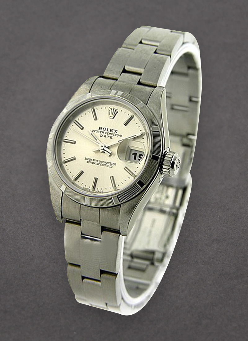 Pre-Owned Rolex Lady''s Date in Steel with Engine Bezel