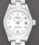 Date Oyster Perpetual 26mm Autoamtic in Steel with Smooth Bezel on Steel Oyster Bracelet with White Arabic Dial