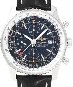 Chronomat  46mm Automatic in Steel on Black Calfskin Leather Strap with Black Dial