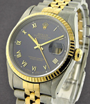 2-Tone Datejust 36mm with Yellow Gold Fluted Bezel on Jubilee Bracelet with Blue Roman Dial