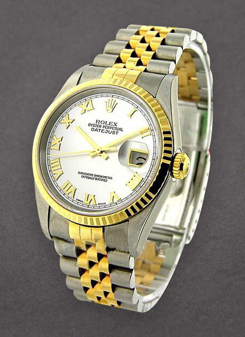 Rolex Unworn Datejust 36mm in Steel with Yellow Gold Fluted Bezel