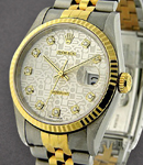 2-Tone Datejust 36mm with Yellow Gold Fluted Bezel on Jubilee Bracelet with Silver Jubilee Diamond Dial