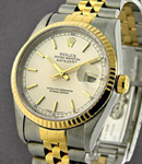 2-Tone Datejust 36mm in Steel with Yellow Gold Fluted Bezel on Jubilee Bracelet with Silver Stick Dial